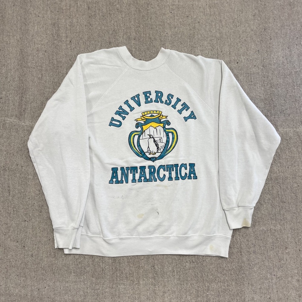 vintage university of antarctica sweatshirt mens xl white 1990s USA